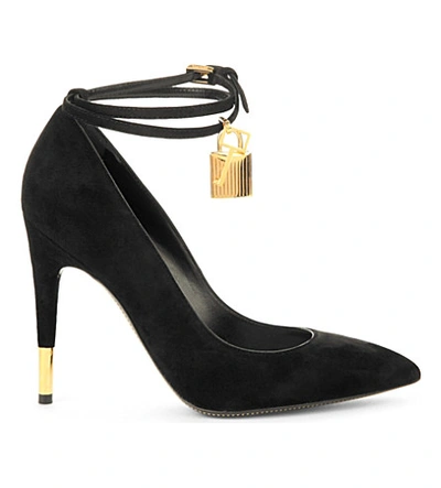 Shop Tom Ford Suede Padlock Court Shoes In Black