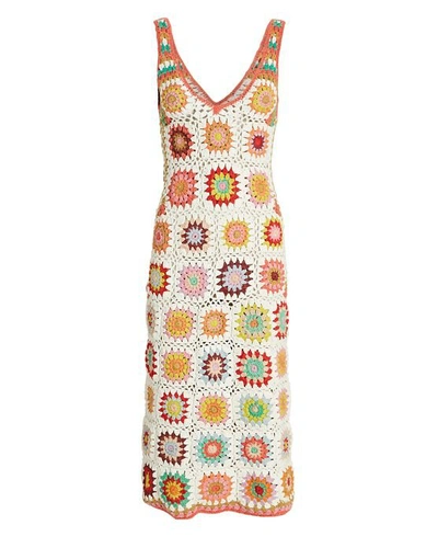 Shop Alemais Crochet Cotton Midi Dress In Multi