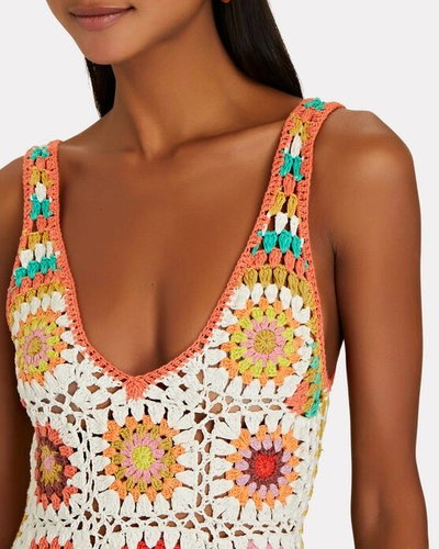 Shop Alemais Crochet Cotton Midi Dress In Multi