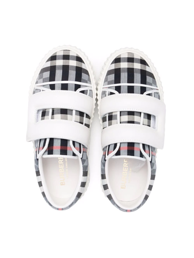 Shop Burberry Vintage Check Cotton Sneakers In Blue