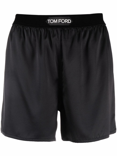 Shop Tom Ford Silk Boxer Shorts In Black