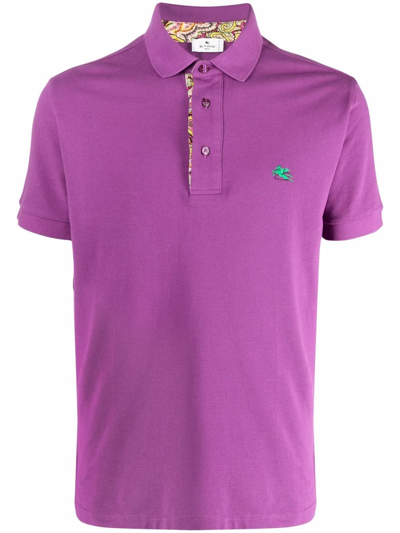 Shop Etro Polo Logo In Pink & Purple