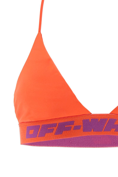Shop Off-white Logo Band Bikini In Coral Red (red)