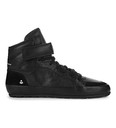 Shop Isabel Marant Bessy Leather And Suede High-top Trainers In Black