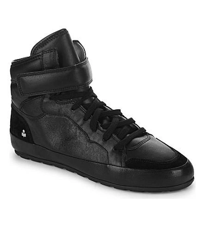 Shop Isabel Marant Bessy Leather And Suede High-top Trainers In Black