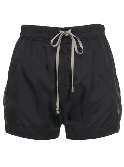 Shop Rick Owens Black Cupro Shorts With Drawstring