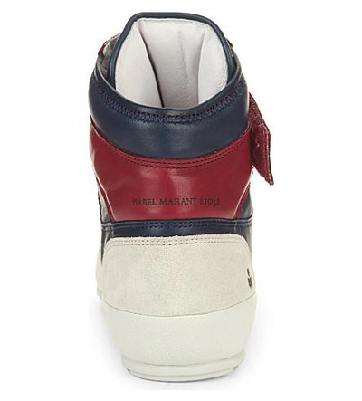 Shop Isabel Marant Bessy Leather High-top Trainers In Navy