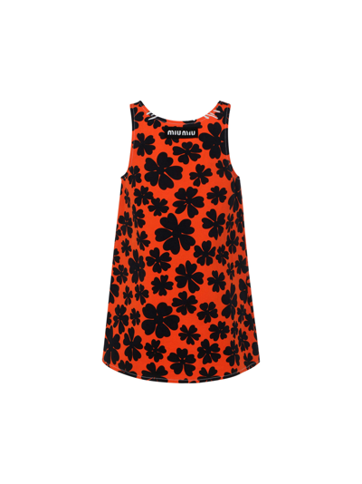 Shop Miu Miu Dress In Arancio+nero