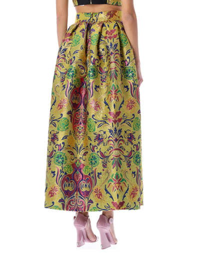 Shop Dolce & Gabbana Pencil Skirt In Floral Lurex Jacquard In Yellow Jacuard