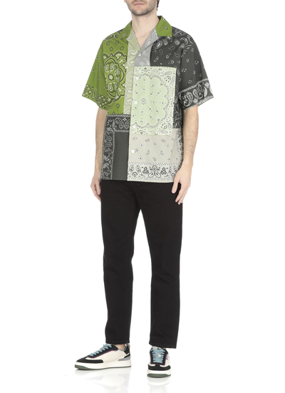Shop Kenzo Shirt With Patchwork In Green