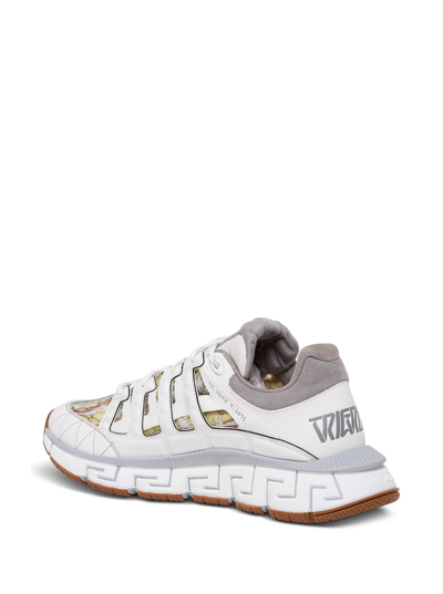 Shop Versace Trigreca Mens Multicolor Sneakers In White