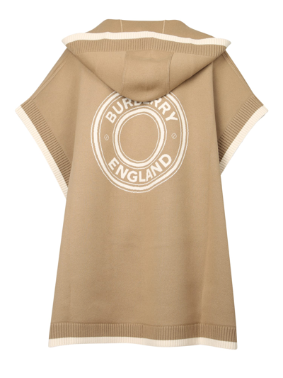 Shop Burberry Wool Cape In Beige