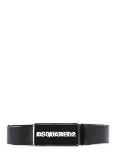 Shop Dsquared2 Leather Belt In Nero+nero+bianco