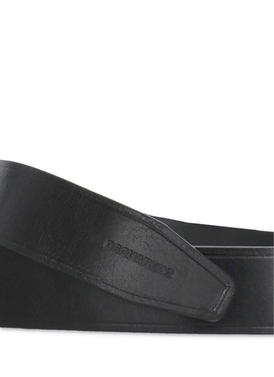 Shop Dsquared2 Leather Belt In Nero+nero+bianco