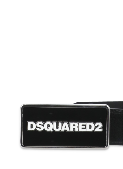 Shop Dsquared2 Leather Belt In Nero+nero+bianco