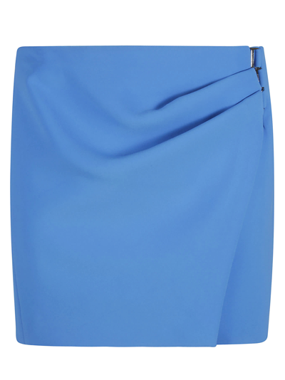 Shop Attico Mini Drape Skirt In Turquoise