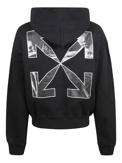Shop Off-white Caravag Arrow Oversized Hoodie In Black/white