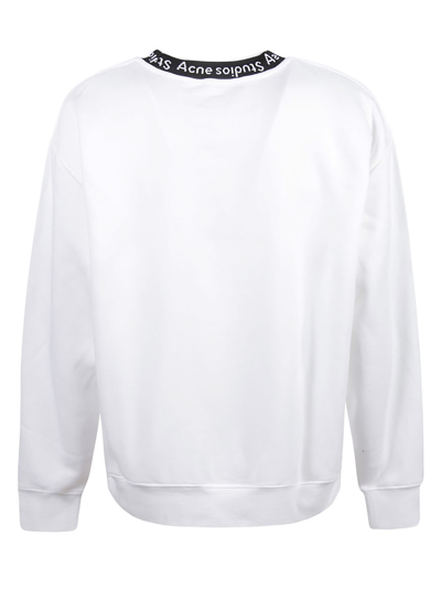 Shop Acne Studios Logo Neck Sweater In 183/optic White