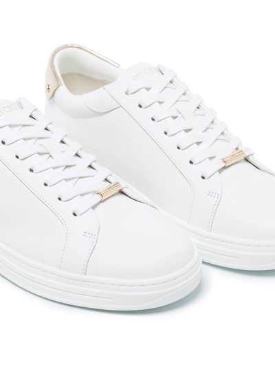 Shop Jimmy Choo Womans Rome White Leather Sneakers