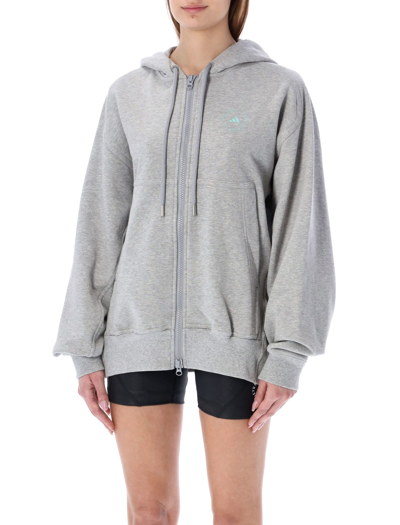 Shop Adidas By Stella Mccartney Full-zip Hoodie In Grey Melange