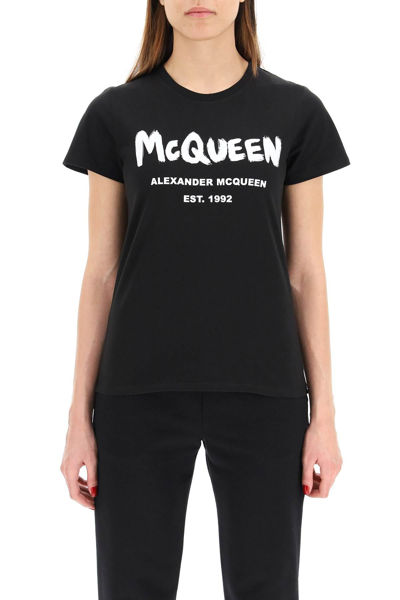 Shop Alexander Mcqueen Mcqueen Graffiti T-shirt In Mixed Colours