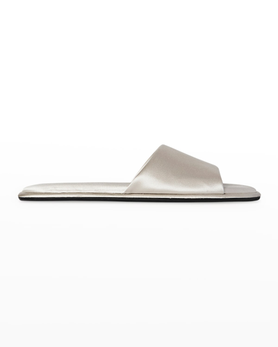 Shop The Row Canal Velvet Flat Slippers In Milk