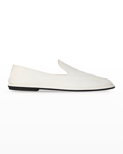Shop The Row Canal Leather Slip-on Loafers In Milk