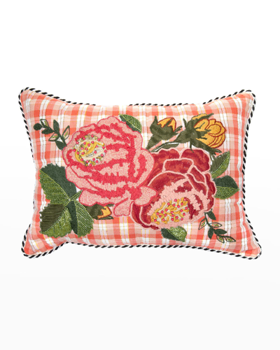 Shop Mackenzie-childs Tattersall Rose Lumbar Pillow