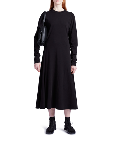 Shop The Row Gentwood Long-sleeve Cotton Midi Dress In Black