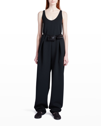 Shop The Row Gage Straight-leg Pleated Jumpsuit In Black