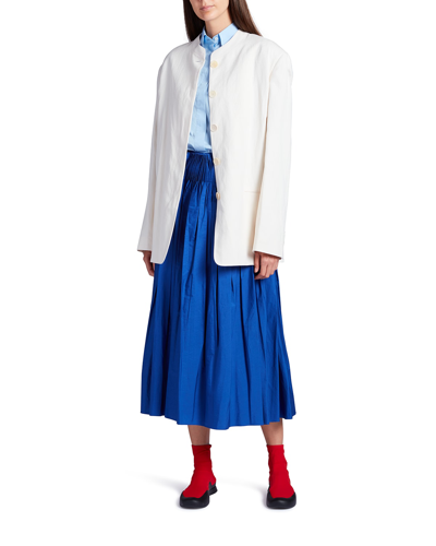 Shop The Row Ruth Pleated Cotton Midi Skirt In French Blue