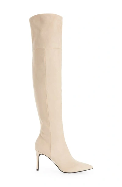 Shop Jeffrey Campbell Pillar Over The Knee Boot In Ivory Stretch Suede