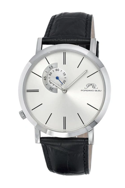 Shop Porsamo Bleu Croc-embossed Leather Watch, 42mm In Black-silver