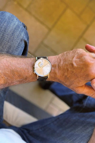 Shop Porsamo Bleu Croc-embossed Leather Watch, 42mm In Black-silver