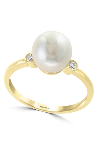 Shop Effy 14k Yellow Gold 7-8mm Cultured Pearl & Diamond Ring In White