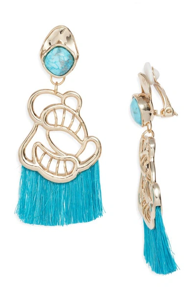 Shop Akola 10k Gold Plated Tala Howlite Statement Clip-on Earrings In Turquoise