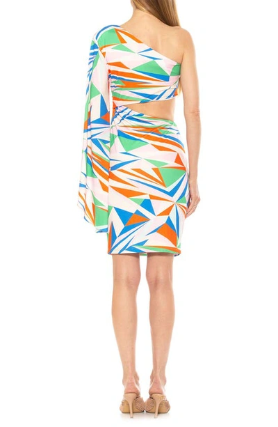 Shop Alexia Admor Reese One Shoulder Cutout Dress In Bright Geo