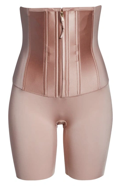 Shop Spanx ® Under Sculpture High Waist Mid Thigh Corset Shaper In Cameo Blush