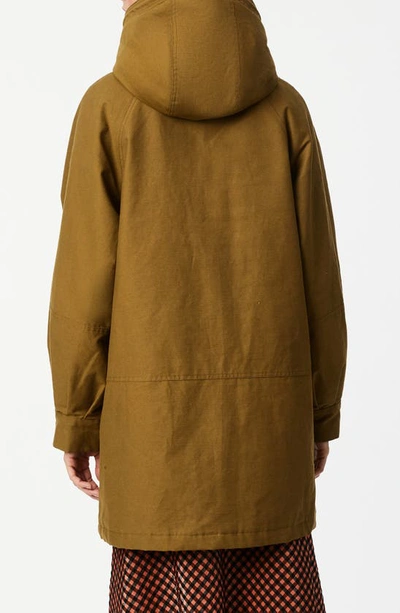 Bernie Hooded Utility Jacket In Olive