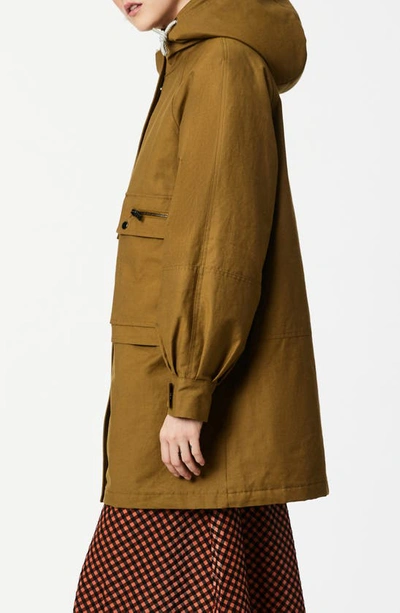 Bernie Hooded Utility Jacket In Olive