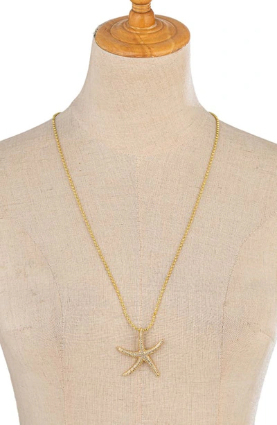 Shop Eye Candy Los Angeles Encrusted Starfish Ball Chain Necklace In Gold