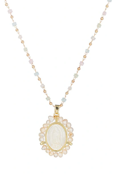 Shop Eye Candy Los Angeles The Luxe Collection Virgin Mary Shell Pendant Necklace In Gold