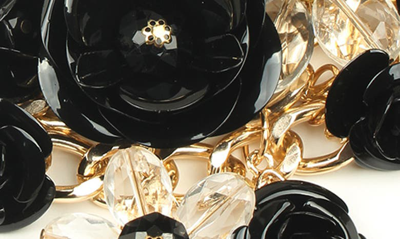 Shop Eye Candy Los Angeles Posh Noir Gold-tone Beaded Bib Necklace In Black