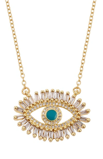 Shop Eye Candy Los Angeles The Luxe Collection 14k Gold Plated Sterling Silver Cubic Zirconia Evil Eye Pendant Necklace