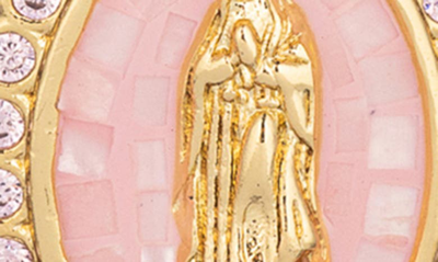 Shop Eye Candy Los Angeles The Luxe Collection Rose Quartz Virgin Mary Pendant Necklace In Gold