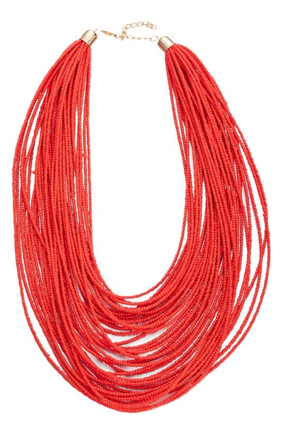 Eye Candy Los Angeles The Luxe Collection Ruby Red Seed Bead Necklace In Red