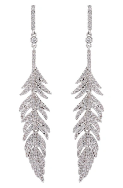 Eye Candy Los Angeles The Luxe Collection Silver Leaf Drop Earrings In Silver