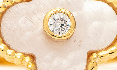 Rivka Friedman Mother Of Pearl & Cz Flower Ring In 18k Gold Clad