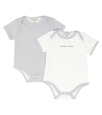 Shop Emporio Armani Baby Set Of 2 Cotton Bodysuits In Blue
