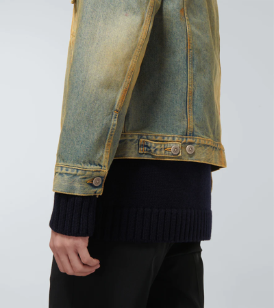 Shop Maison Margiela Collarless Denim Jacket In Dirty Wash